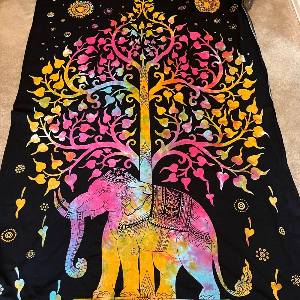 Colorful Elephant Tapestry Wall Hanging